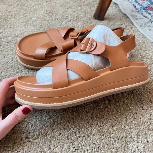Chaco Townes Midform Leather Platform Sandal Brown SZ 7 NWOT - Picture 2 of 9
